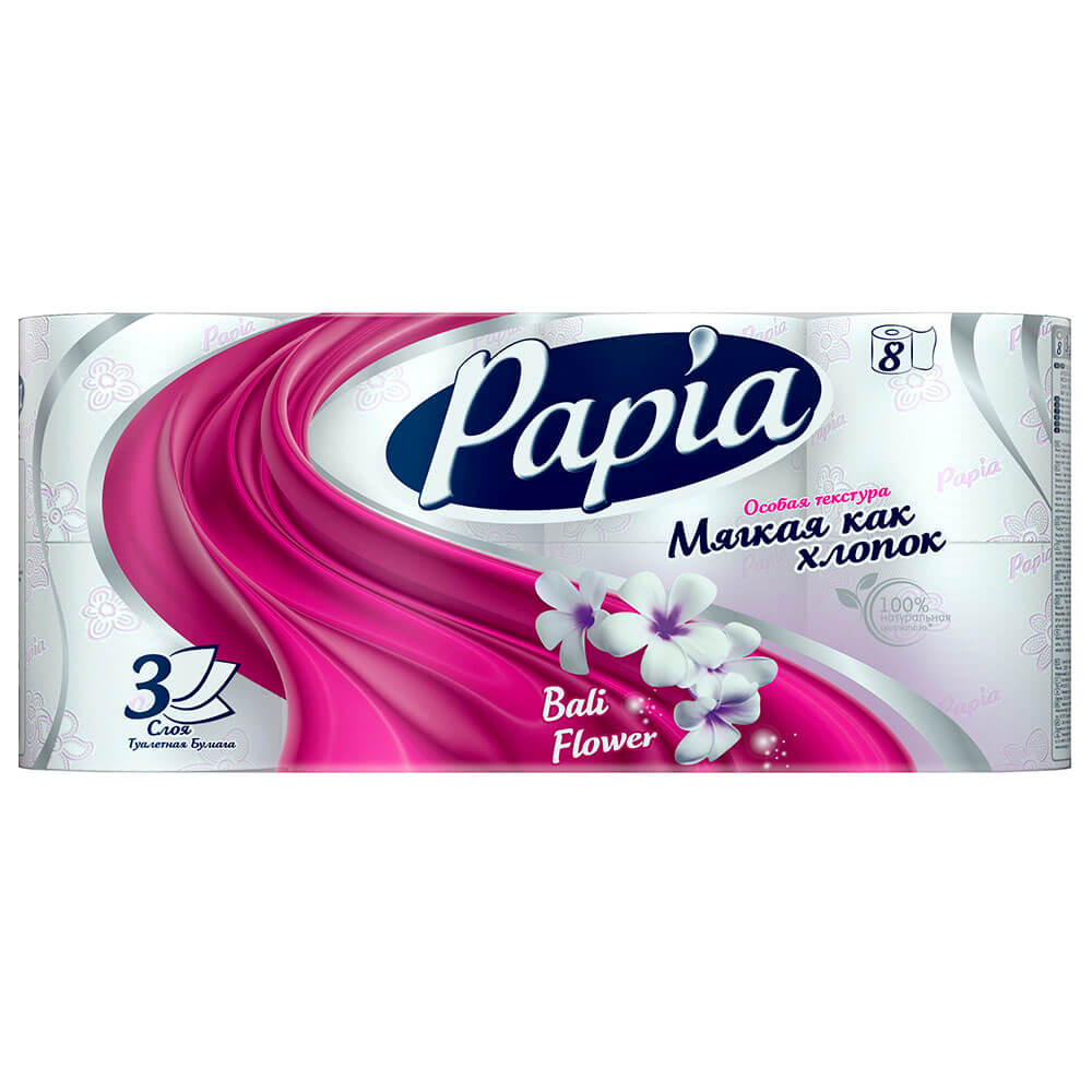 Papia Балтийский цветок 3 слоя 8 рулонов 